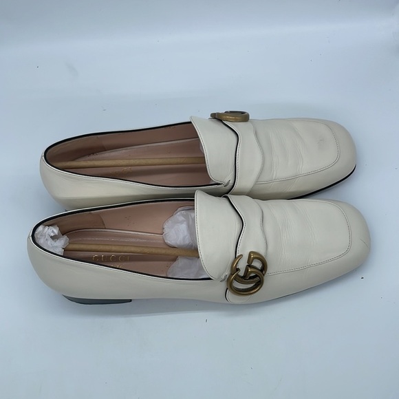 Gucci Mystic white leather Malaga Kid GG Marmont Loafers 41 - Picture 2 of 11